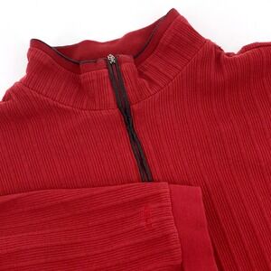 Jantzen Mens XL Red Ribbed Quarter Zip Pullover Long Sleeve Casual Shirt
